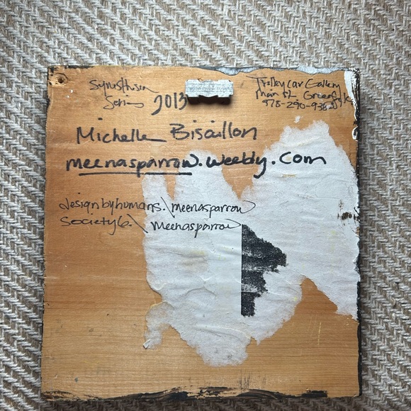 Original oil painting on wood block 7x7.25” ooak artwork signed ready to hang - Picture 3 of 4